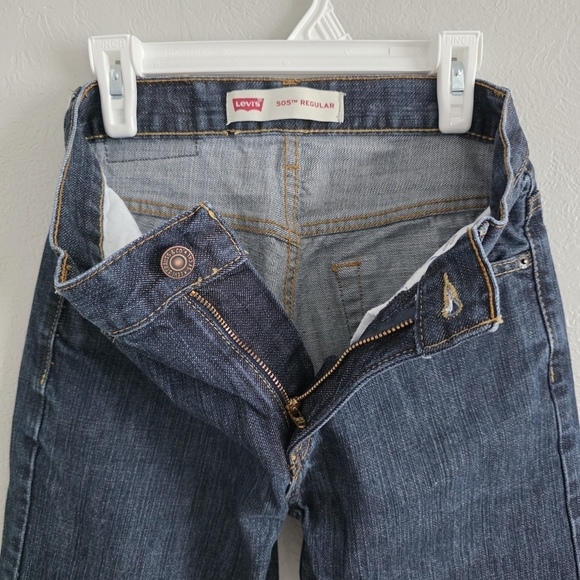 Levis Boys 505 Regular Dark Blue Denim Jeans Straight Leg Pants Size 14 Slim - Picture 7 of 11